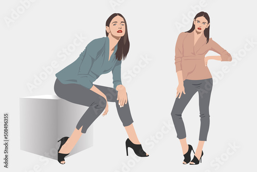 young woman Fashion illustration photo