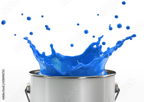 Cans of paint with colored splash