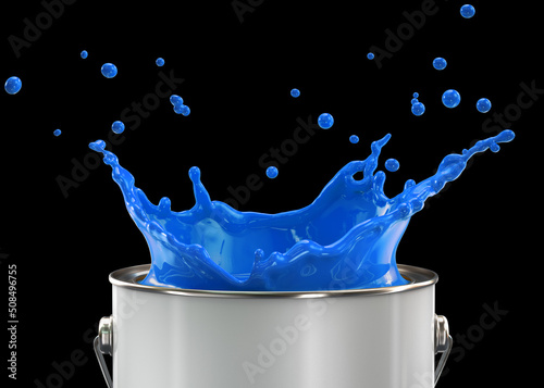 Cans of paint with colored splash