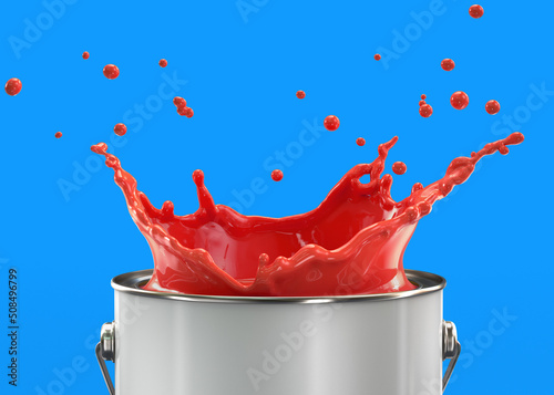 Cans of paint with colored splash