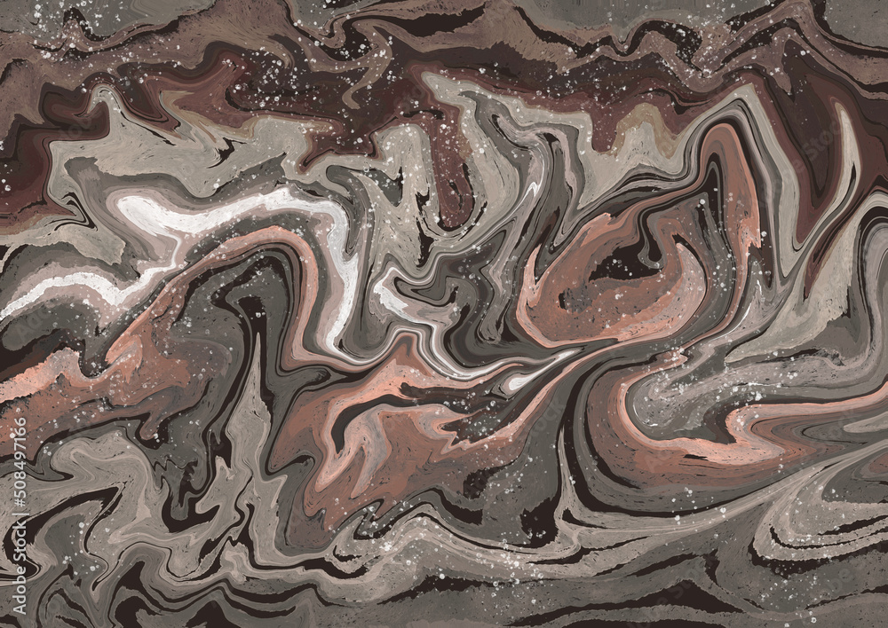Monochrome texture of spreading paint. Wallpaper alcoholic ink, stains acrylic paint. Grunge background design. Abstract marble background. Trendy marble texture, print. decorative illustration.