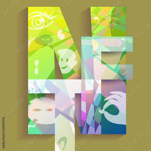 Vector illustration of NFT. NFT background for various projects. The concept of digital technology. Crypto art. Futuristic background with typography