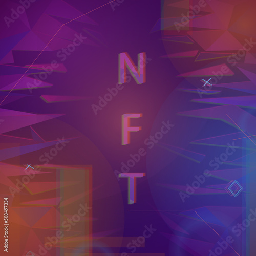 Vector illustration of NFT. NFT background for various projects. The concept of digital technology. Crypto art. Futuristic background with typography