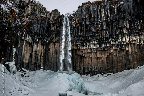 Iceland - icicles on the waterfall, Skaftafell