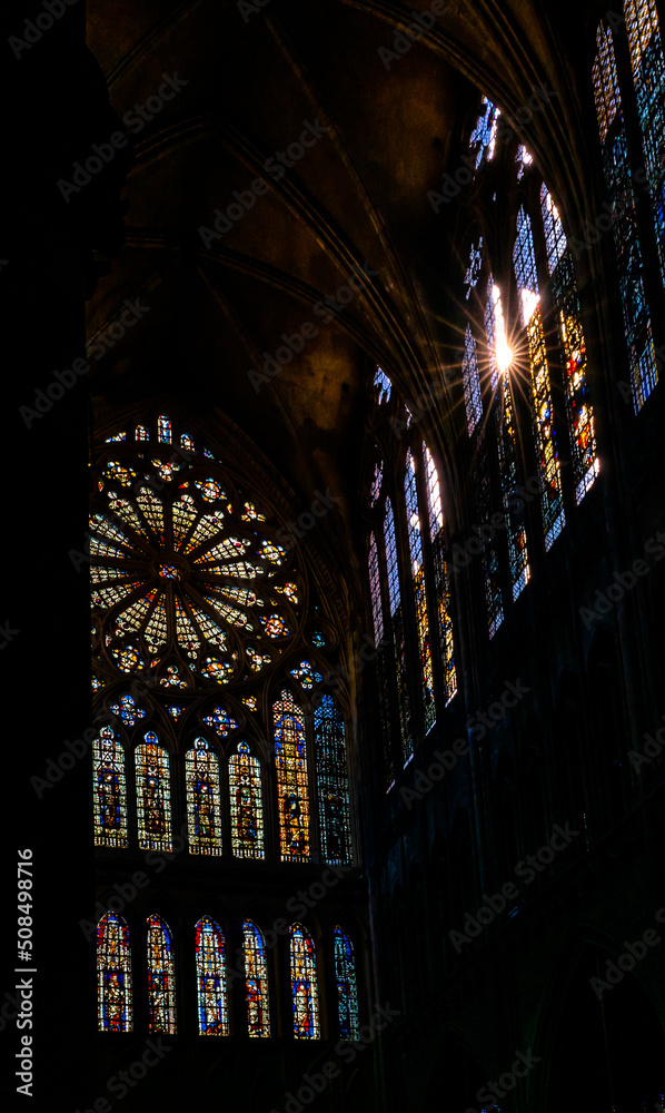 the famous and amazing stained glass windows in the Saint Stephen Cathedral of Metz