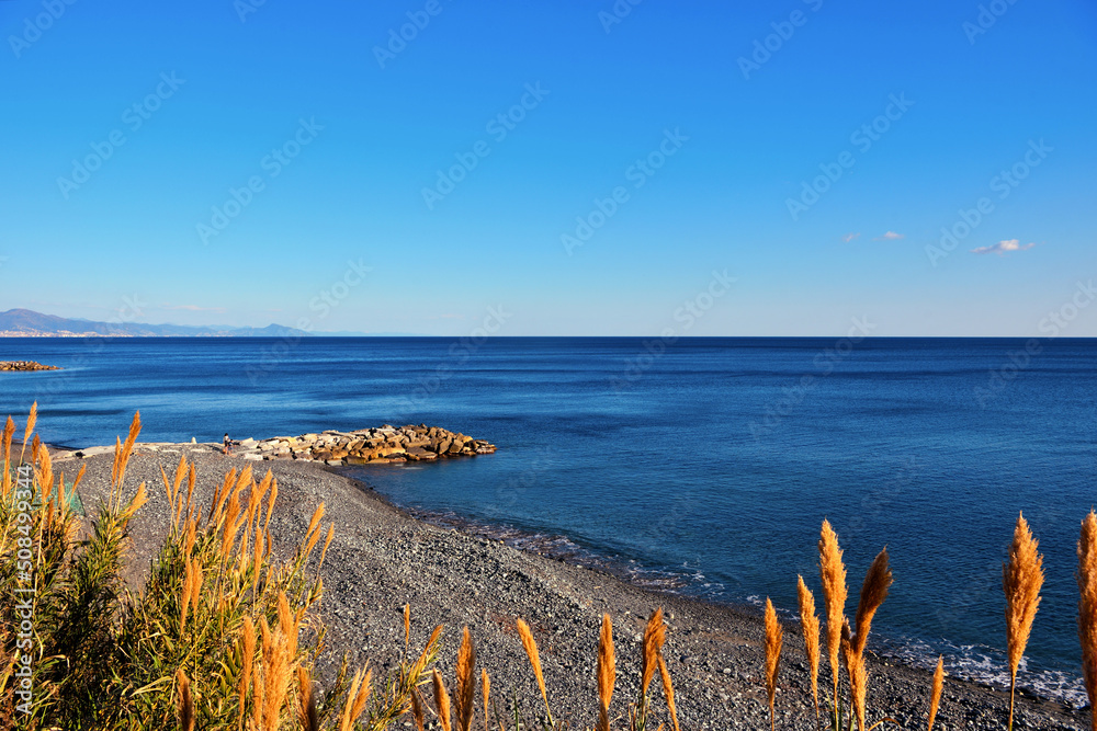 the Ligurian coast in Cogoleto genoa Italy