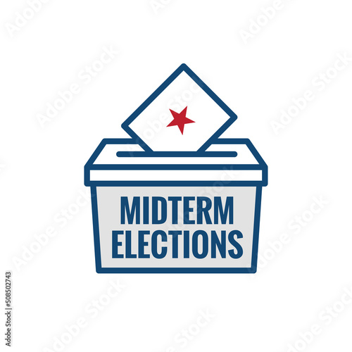 2022 Midterm Elections Design w Red White and Blue Vote Icon