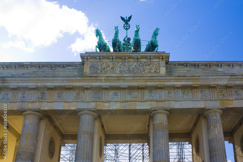 Quadriga on top of the Brandenburg gate in Berlin