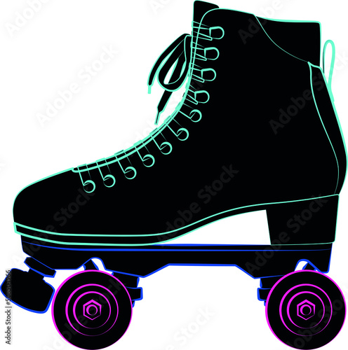 Roller skates shoes derby, Boots retro old school sport illustration