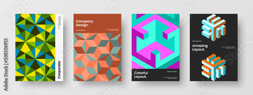 Multicolored mosaic tiles company cover illustration composition. Bright flyer A4 vector design concept collection.