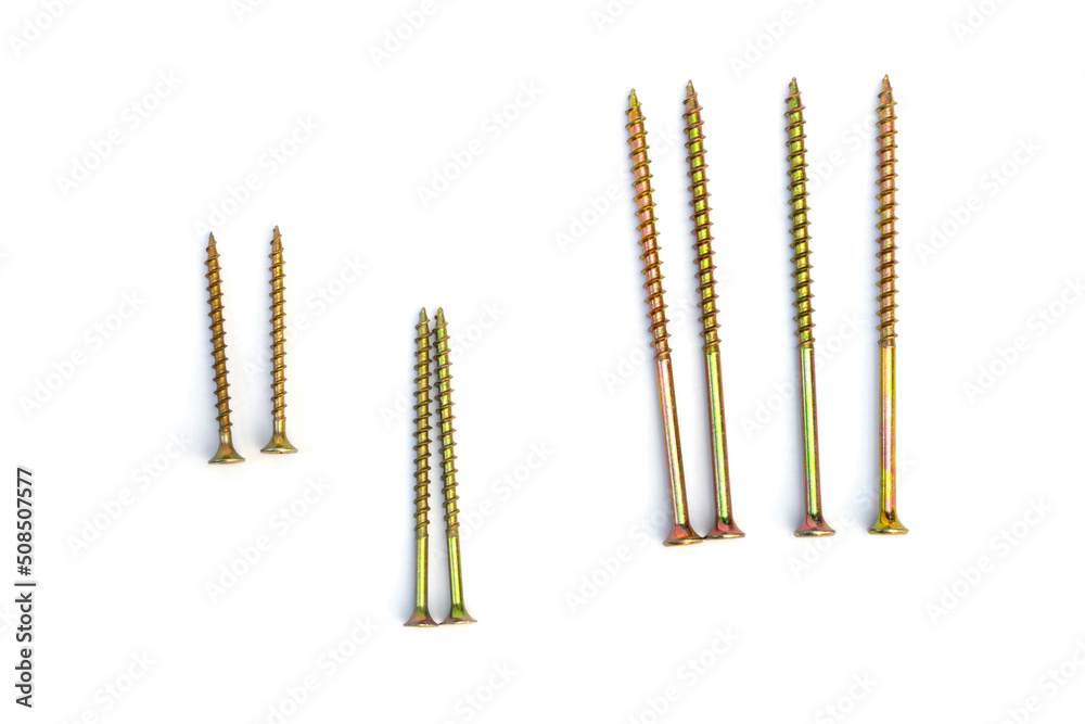 Shiny screw nails isolated on white background Shiny screw nails isolated on white background