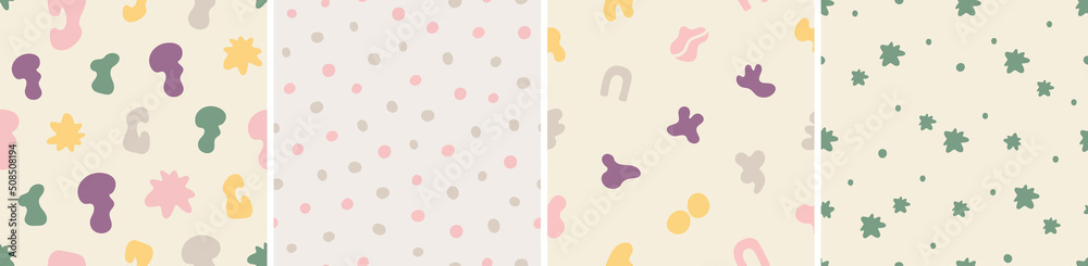 Collection of abstract seamless pattern. Simple organic shapes. Collection of abstract seamless pattern. Simple organic shapes.
