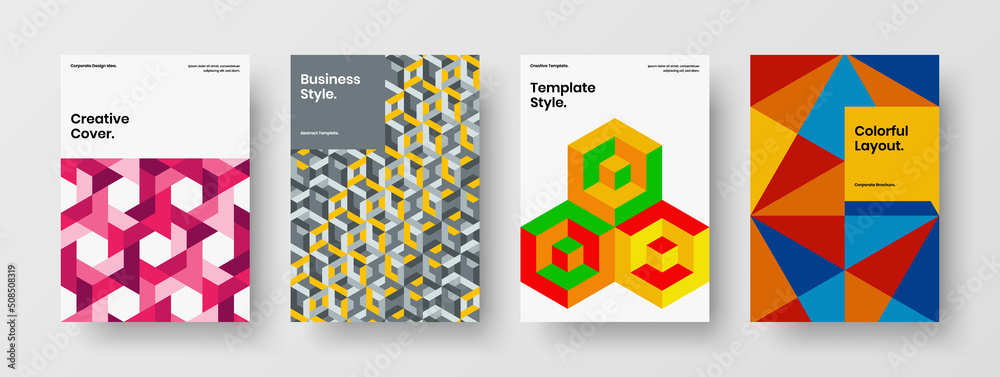 Amazing leaflet design vector layout composition. Isolated geometric pattern corporate cover concept collection. Amazing leaflet design vector layout composition. Isolated geometric pattern corporate cover concept collection.
