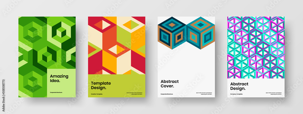 Original pamphlet vector design illustration composition. Vivid geometric shapes corporate identity concept collection. Original pamphlet vector design illustration composition. Vivid geometric shapes corporate identity concept collection.
