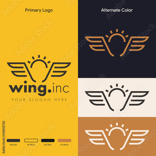 minimalist simple wing logo concept