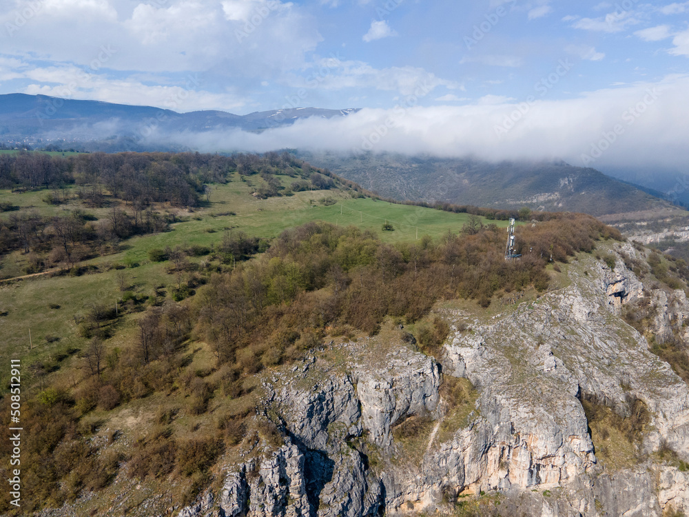 Aerial view of Lakatnik Rocks at Iskar river and Gorge, Bulgaria