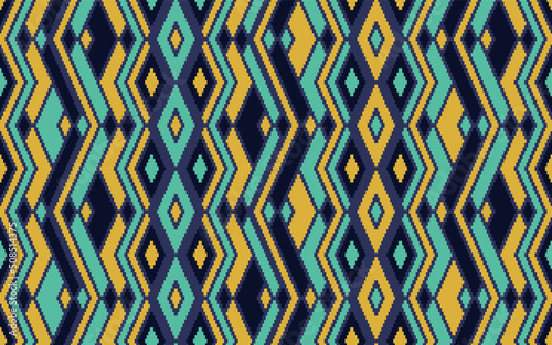Asymmetric rhombus traditional motifs vector geometric pattern.