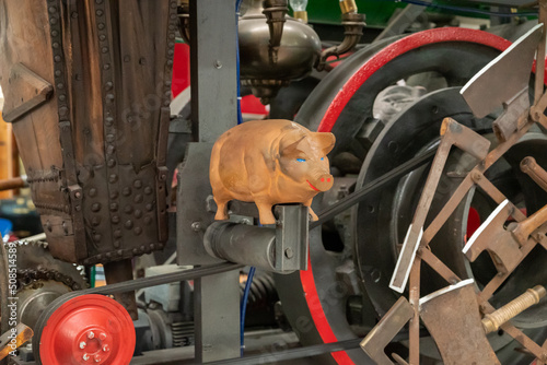 Toy pig on the train