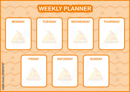 Daily and weekly planner with Sailboat