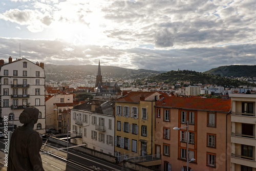 Top view of the city of Clermont-Ferrand and the church of Saint Eutrope. photo