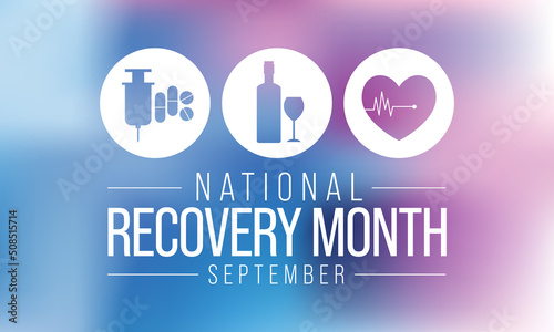 National Recovery month is observed every year during September to educate the public about substance abuse treatments and mental health services. Vector illustration