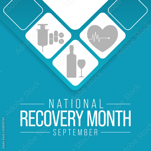 National Recovery month is observed every year during September to educate the public about substance abuse treatments and mental health services. Vector illustration