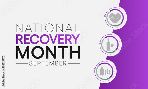 National Recovery month is observed every year during September to educate the public about substance abuse treatments and mental health services. Vector illustration