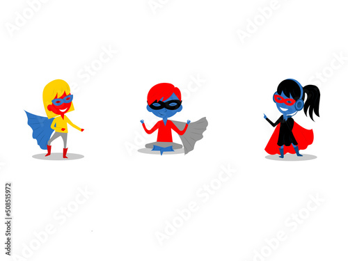 superheroes in masks in style cartoon