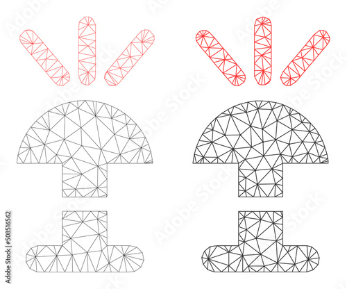Polygonal mesh alarm ring icons. Flat structure variants are created from alarm ring pictogram and mesh lines. Abstract lines, triangles and points are combined into alarm ring carcass.