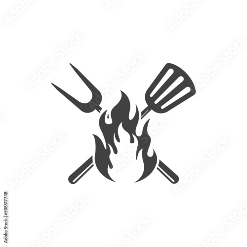 grill logo icon design template vector