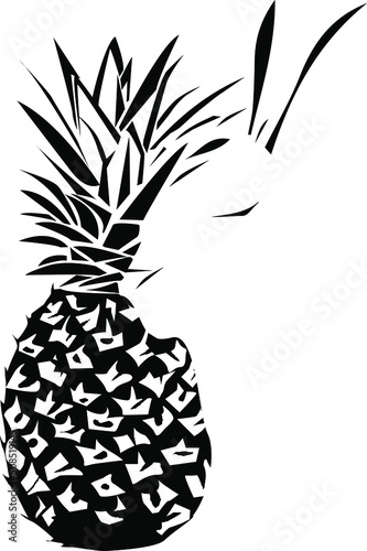 Gestalt icon of rabbit and ananas on isolated white background.
