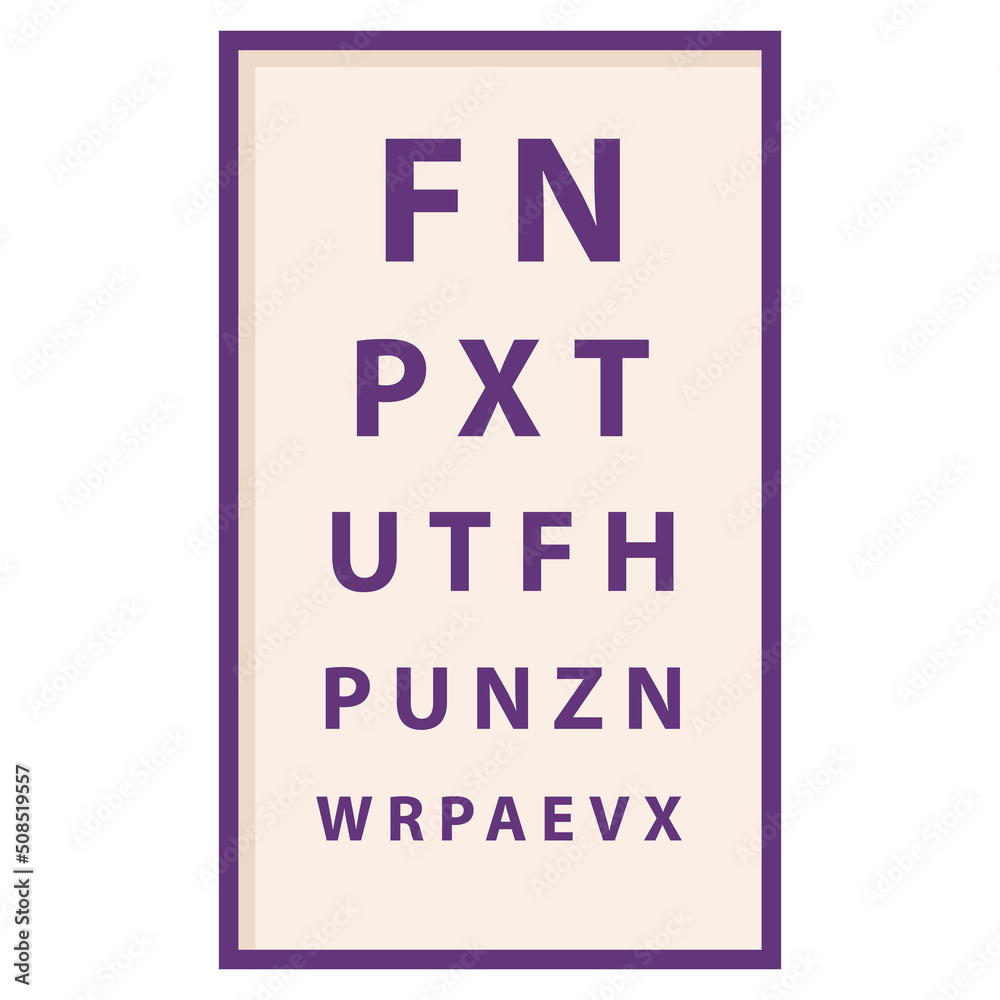 Fototapeta premium Eyesight check.Optical testing.Ophthalmic study.Snellen chart.Test visual measure. Isolated on white background.
