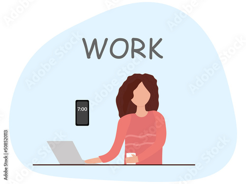 Girl working on a laptop at the table