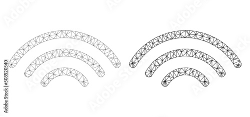 Polygonal mesh broadcasting source icons. Flat structure versions are created from broadcasting source pictogram and mesh lines. Abstract lines,