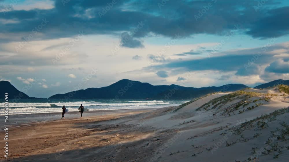 Beach in Brazil. Sandy beach in the town of Campeche during windy evening Beach in Brazil. Sandy beach in the town of Campeche during windy evening