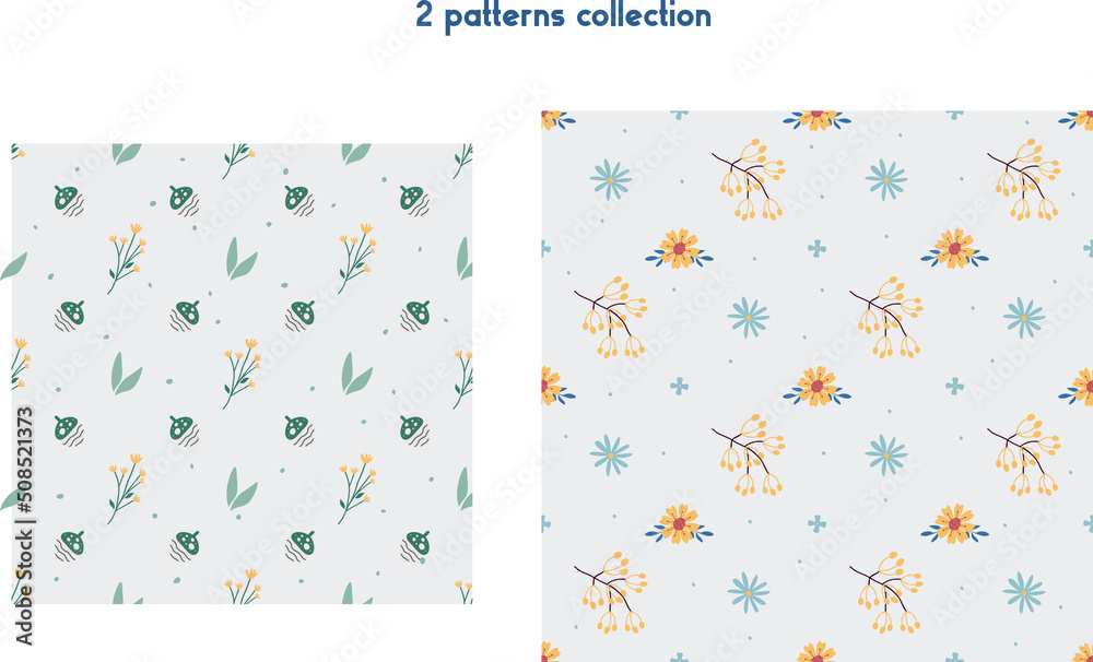 Collection of seamless clip art minimalistic patterns.