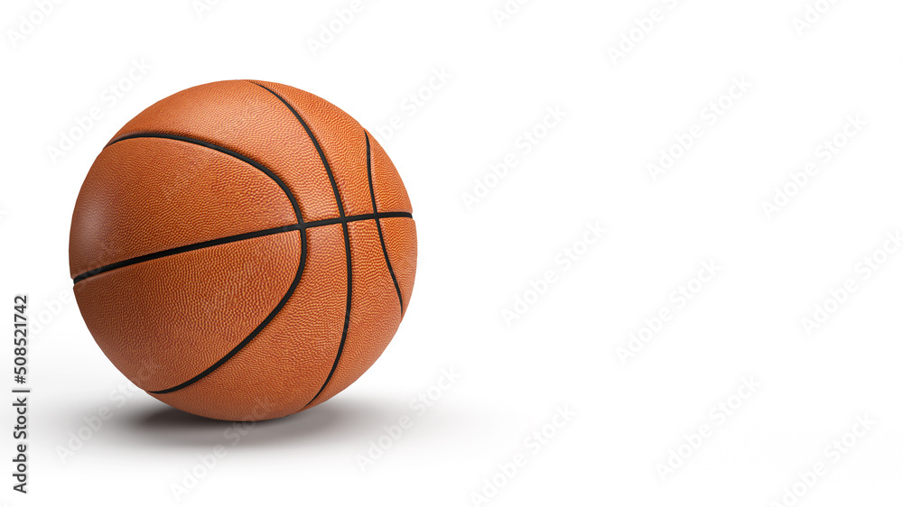 3d render orange basketball ball left isolated with place for text