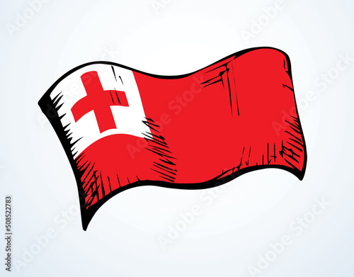 Flag of Tonga. Vector drawing sign photo