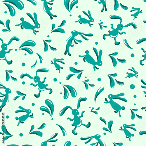 seamless pattern funny bunnies jump and have fun