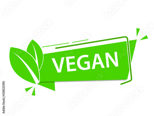 Vector Illustration Vegan Bio Icon. Organic Label Tag. Green Leaf Banner