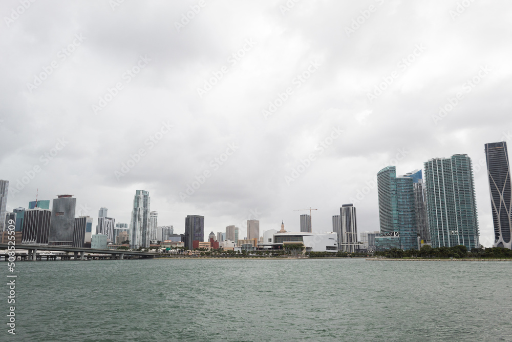 Coast of Miami, Florida on a cloudy day