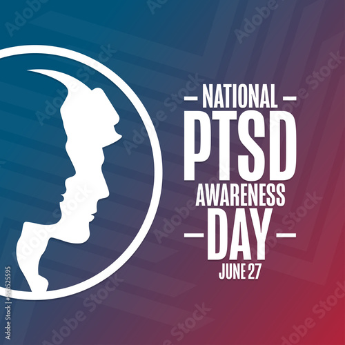 National PTSD Awareness Day. June 27. Holiday concept. Template for background, banner, card, poster with text inscription. Vector EPS10 illustration.