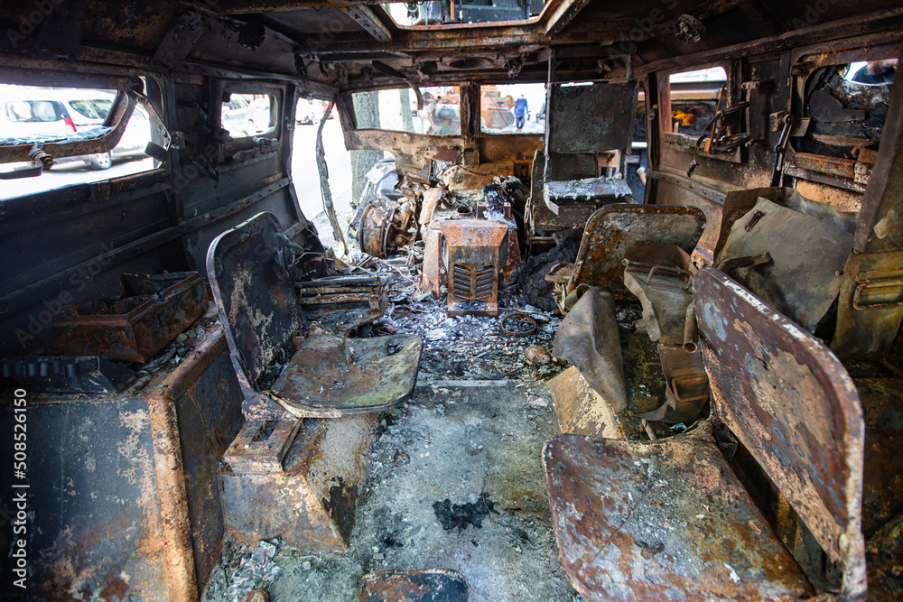 destroyed Russian military equipment in Kyiv, Ukraine destroyed Russian military equipment in Kyiv, Ukraine