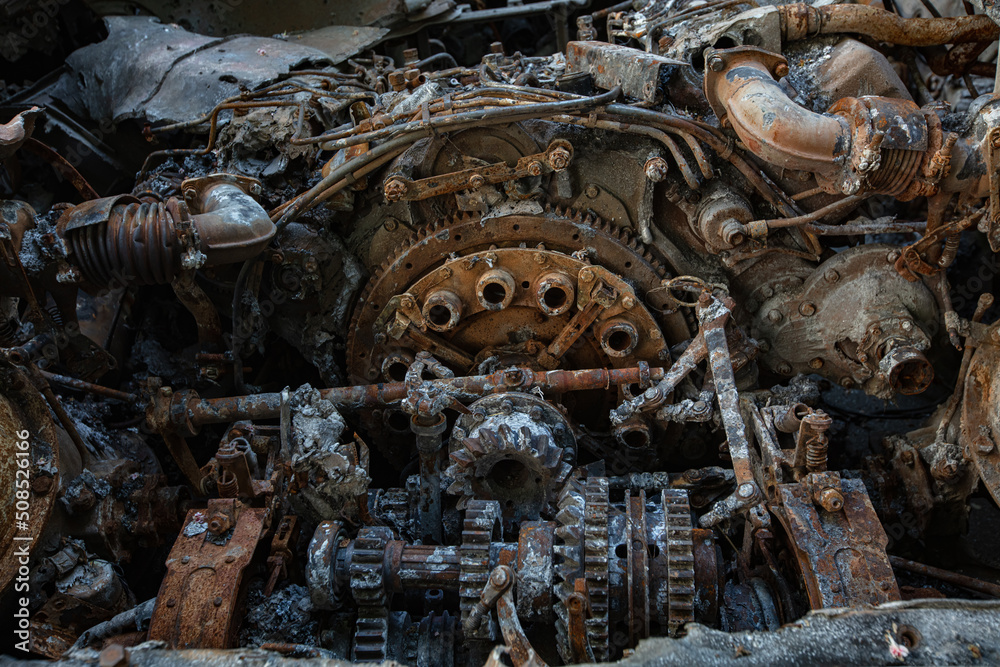 Fototapeta premium destroyed Russian military equipment in Kyiv, Ukraine