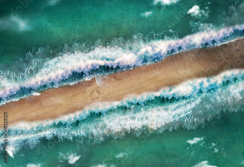 Drone/Bird view of the parting of the sea in the Bible story of Exodus Fototapet