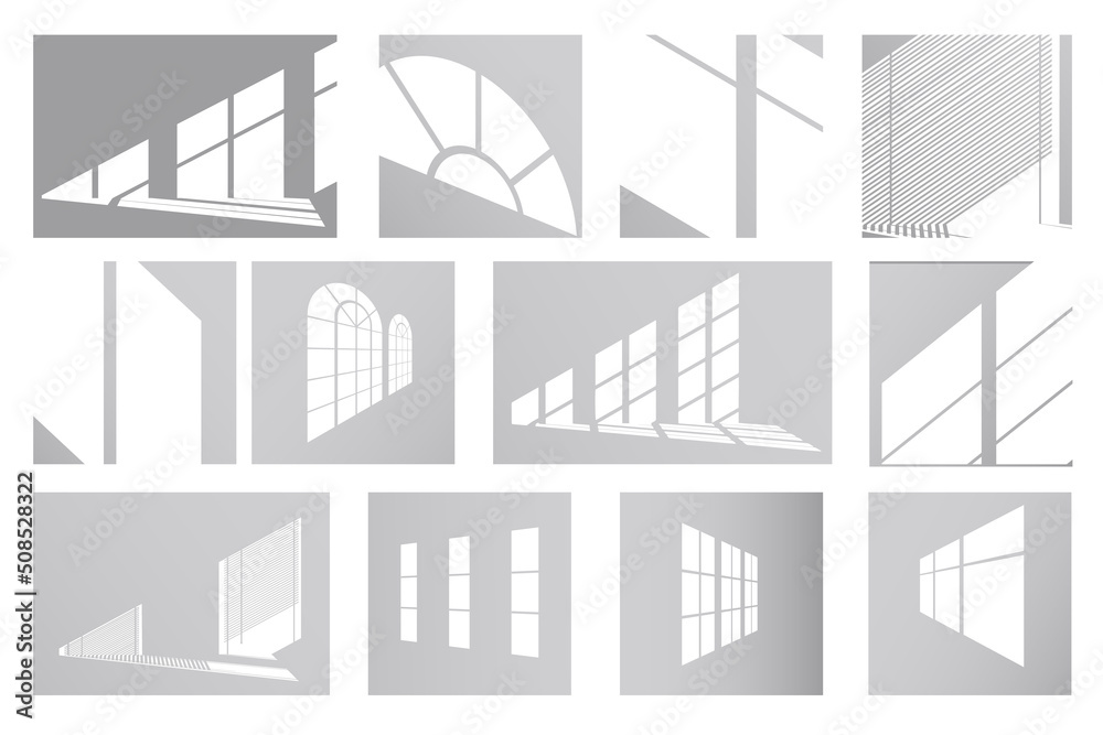 Fototapeta premium Set the overlay shadow effects. Set of drop shadows shapes for interior design