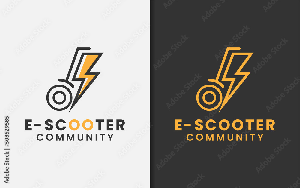 Electric Scooter Logo Design with Minimalist Concept. Stock Vector