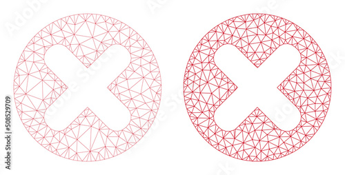 Polygonal mesh cancel icons. Flat model versions are created from cancel icon and mesh lines. Abstract lines, triangles and points are combined into cancel frame.