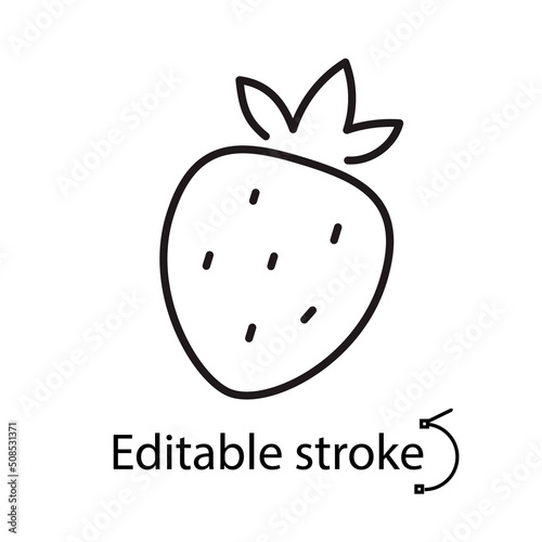Strawberry outline icon. Healthy food. Fruit shop label. Slot machine element. Isolated vector stock illustration