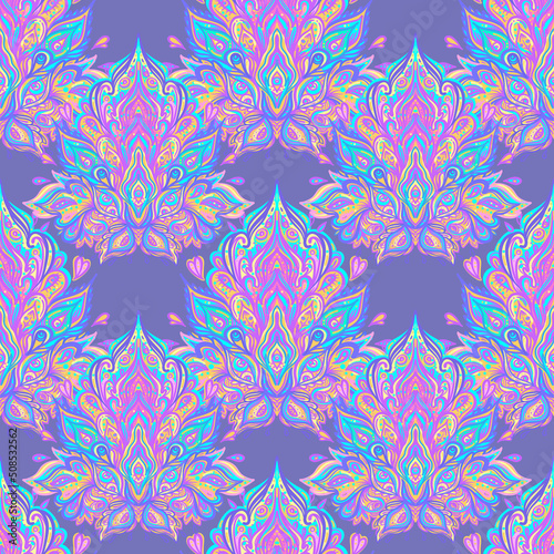 Vector ornamental Lotus floral seamless pattern design, ethnic art, patterned...